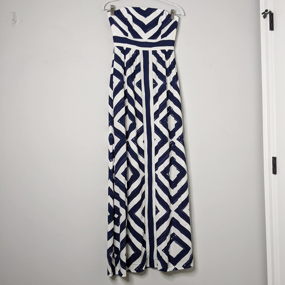 VINEYARD VINES • Blue Diamond Maxi Dress Sz 00 - Picture 6 of 7